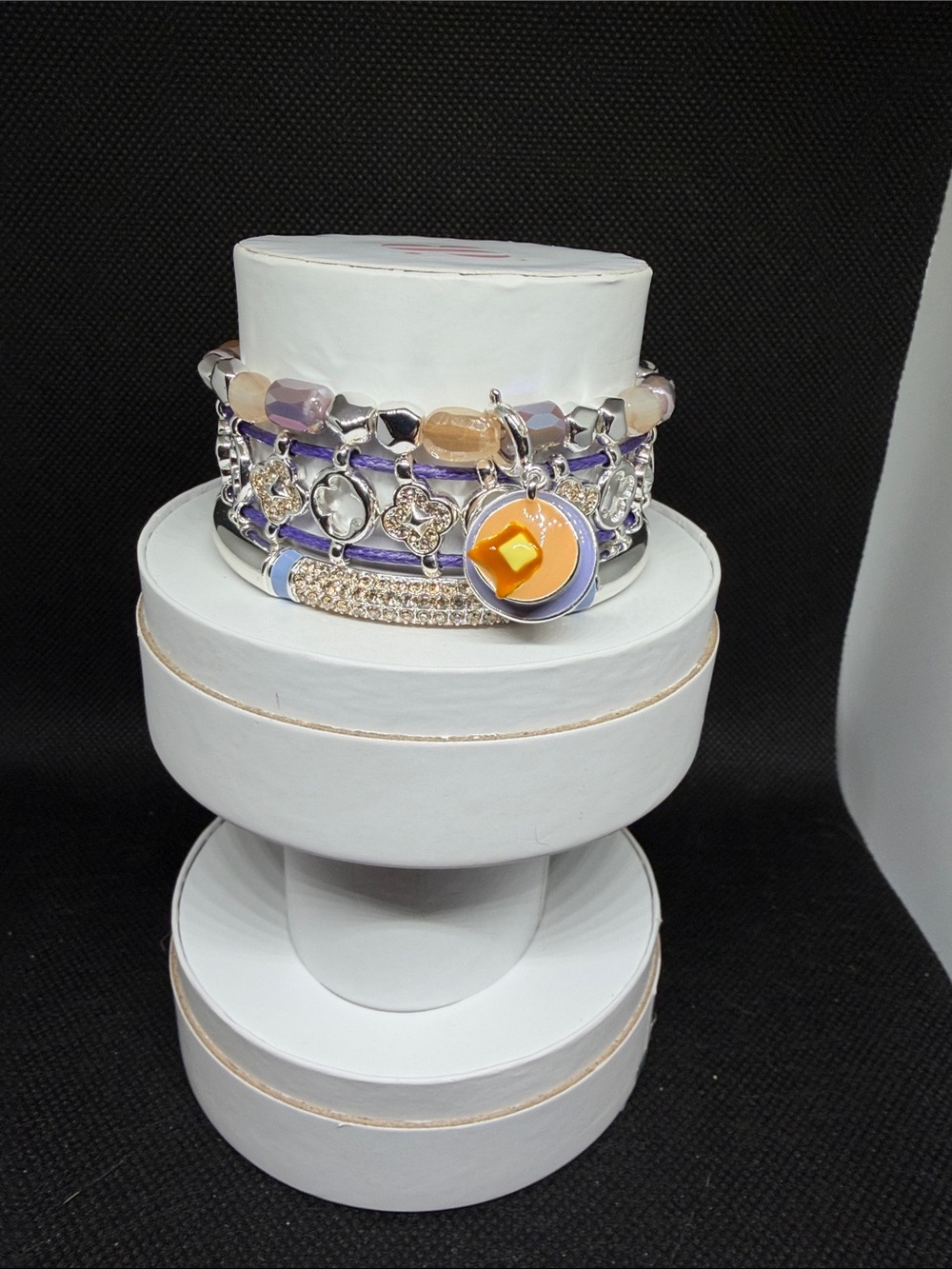 Spring Stack 26: Stacked Like Pancakes Blue and Purple on Rhodium